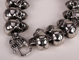 Stainless Steel Bracelet skull biker Silver Toned