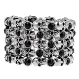 YACQ Skull Skeleton Stretch Cuff Bracelet f
