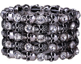 YACQ Skull Skeleton Stretch Cuff Bracelet f