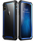 iPhone X Rugged Clear Bumper Case (Blue)
