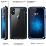 iPhone X Rugged Clear Bumper Case (Blue)