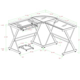 Computer L Shaped Desk Glass Top