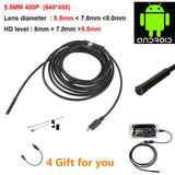 Waterproof HD 5M/7mm Endoscope Lens Mini USB Inspection Camera with 6 LED Lights Borescope for Android Smartphone/PC/