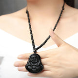 Buddhist Black Obsidian Necklace